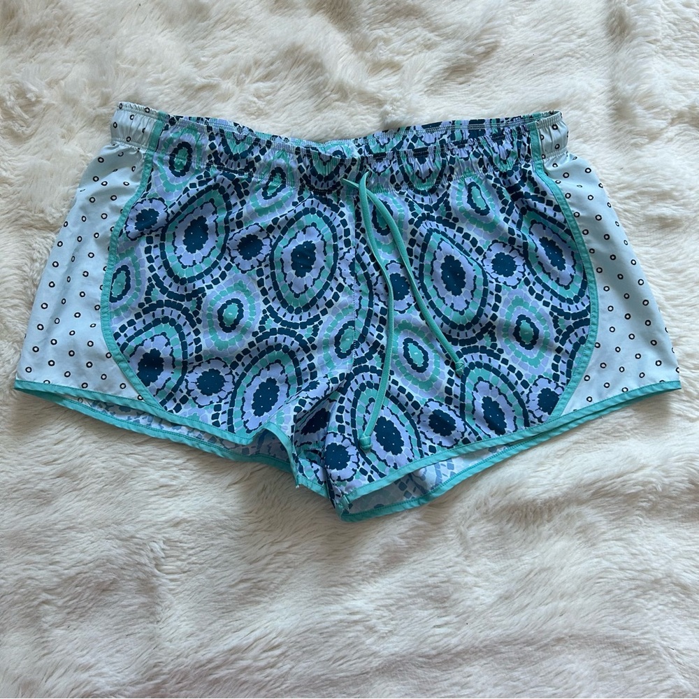 Aerie Teal & Blue Printed Workout Shorts